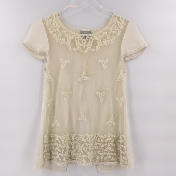 Anthropologie Tops - Anthropologie Maeve Embroidery Tulle Split Back 4